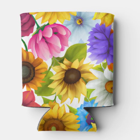 大きはっきりしたな植物カラフルの花 缶クーラー (裏面)