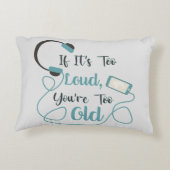 大きもしすぎる、あなたは古すぎる音楽のおもしろい引用文 アクセントクッション (裏面)