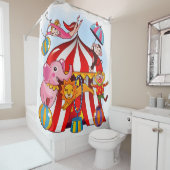 大きカラフルなトップテント、ピエロ、ゾウのサーカス シャワーカーテン (インサイチュ)
