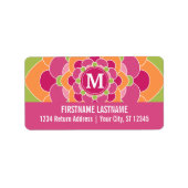 大きカラフルな花のデザイン（モノグラム） ラベル (正面)