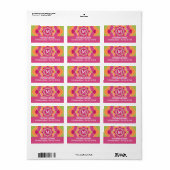 大きカラフルな花のデザイン（モノグラム） ラベル (フルシート)