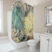 大きカラフル葉い熱帯水絵画色 シャワーカーテン (インサイチュ)