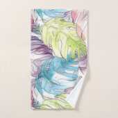 大きカラフル葉い熱帯水絵画色 バスタオルセット (ハンドタオル)
