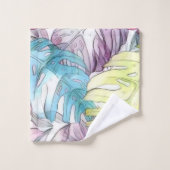 大きカラフル葉い熱帯水絵画色 バスタオルセット (ウォッシュタオル)