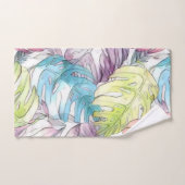 大きカラフル葉い熱帯水絵画色 バスタオルセット (ハンドタオル)