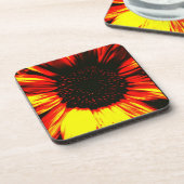 大きコンテンポラリーなヒマワリの種の頭と花びら コースター (左側)