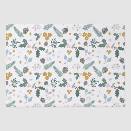 大きモダンすぎるクリスマスの葉のパターン 薄葉紙 (正面)