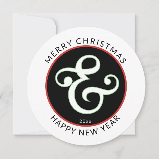 大きモダンなアンパサンドで丸く陽気なクリスマス シーズンカード (正面)