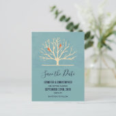 大きモダンな木にオレンジバード ポストカード (スタンド正面)