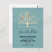 大きモダンな木にオレンジバード ポストカード (正面/裏面)