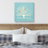 大きモダンな木のイラストレーションにオレンジバード キャンバスプリント (インサイチュ (寝室))