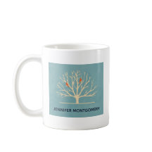 大きモダンな木のイラストレーションにオレンジバード