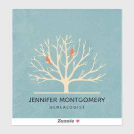 大きモダンな木のイラストレーションにオレンジバード シール