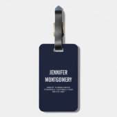 大きモダンな木のイラストレーションにオレンジバード ラゲッジタグ (裏面縦)