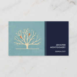 大きモダンな木のイラストレーションにオレンジバード 名刺