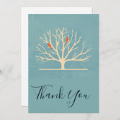 大きモダンな木の中にオレンジ色の鳥がいらっしゃい サンキューカード (正面/裏面)