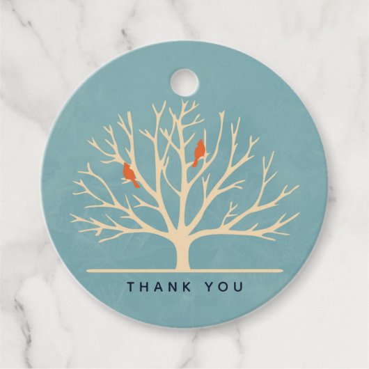 大きモダンな木の中にオレンジ色の鳥がいらっしゃい フェイバータグ (正面)