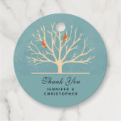 大きモダンな木の中のオレンジ色の結婚鳥 フェイバータグ (正面)