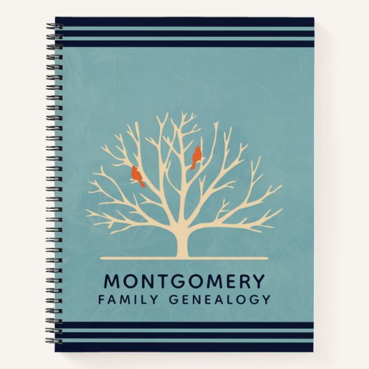 大きモダンな木の系図学にオレンジバード ノートブック (正面)