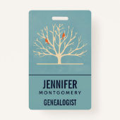 大きモダンな木の系統学者のオレンジ色の鳥 バッジ (正面)