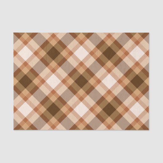 大きモダンな格子縞、茶色、ベージュ、銅、タン 薄葉紙 (正面)