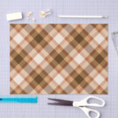 大きモダンな格子縞、茶色、ベージュ、銅、タン 薄葉紙 (クラフト)