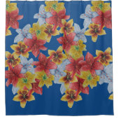 大きユニークくはっきりしたカラフルの花フローラ シャワーカーテン (正面)