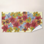 大きユニークくはっきりしたカラフルの花フローラ バスタオル (バスタオル)