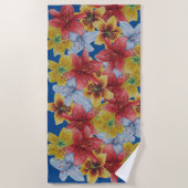 大きユニークくはっきりしたカラフルの花フローラ ビーチタオル (正面)