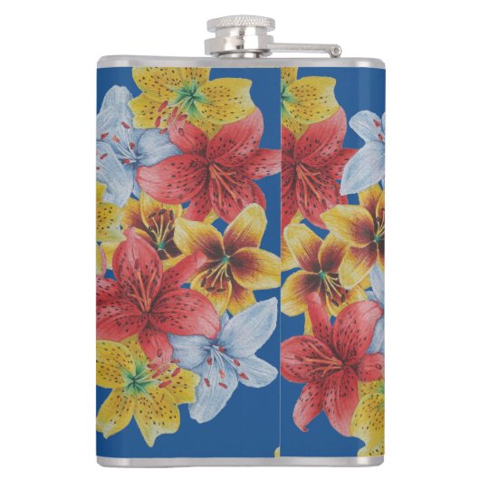 大きユニークくはっきりしたカラフルの花フローラ フラスク (裏面)