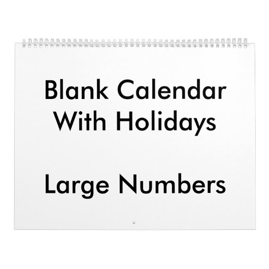 大き空白のい数字を持つ大きなカレンダー休日 カレンダー (カバー)
