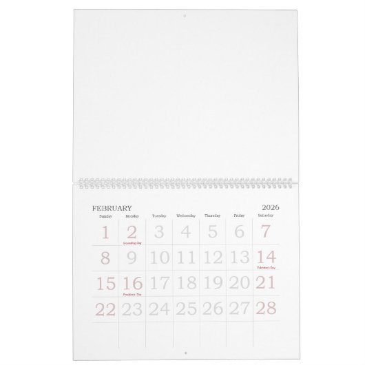 大き空白のい数字を持つ大きなカレンダー休日 カレンダー (2月 2026)