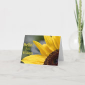 大き素晴らしなヒマワリと露が落ちる挨拶 カード (正面)