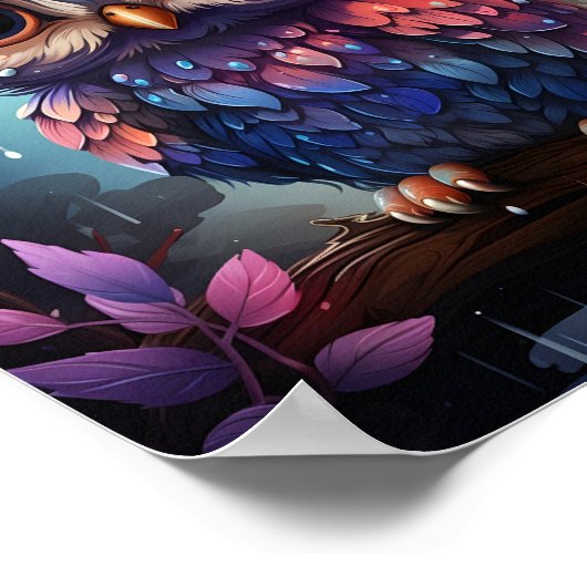 大き素晴らしな黒い目を持つフクロウかわいい鳥 ポスター (角)