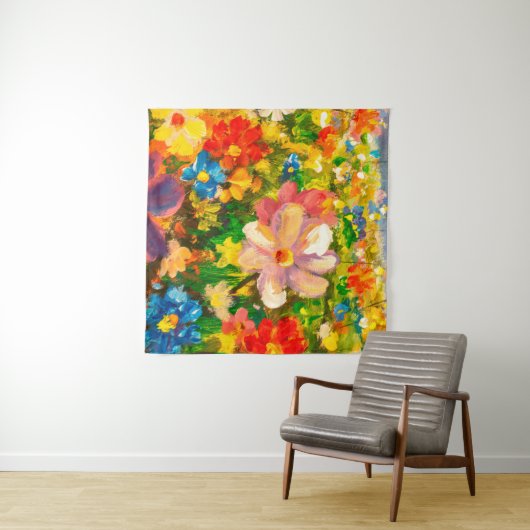大き絵画なカラフルの山の花 タペストリー (インサイチュ(横))