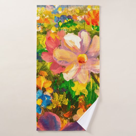 大き絵画なカラフルの山の花 バスタオル (バスタオル)