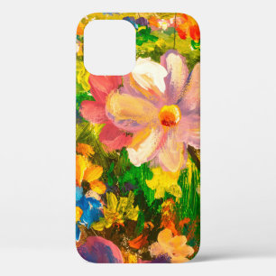 大き絵画なカラフルの山の花 iPhone 12ケース