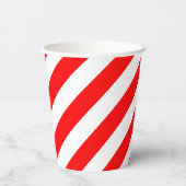 大き赤と白いサイズの斜ストライプ線 紙コップ (裏面)