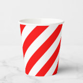 大き赤と白いサイズの斜ストライプ線 紙コップ (左)