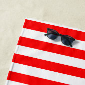 大き赤と白いサイズの横ストライプ線 ビーチタオル (インサイチュ)