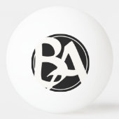 大き過ぎたイニシャル（白と黒） 卓球ボール (正面)