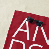 大き過ぎた文字ファミリ名（赤） ビーチタオル (インサイチュ)