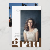 大はっきりした型卒業発表 案内状 (正面/裏面)