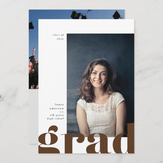 大はっきりした型卒業発表 案内状 (正面/裏面)