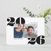 大はっきりした年新年の休日フォトカードブラック シーズンカード (スタンド正面)