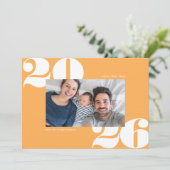 大はっきりした年新年の写真マリゴールド黄色 シーズンカード (スタンド正面)