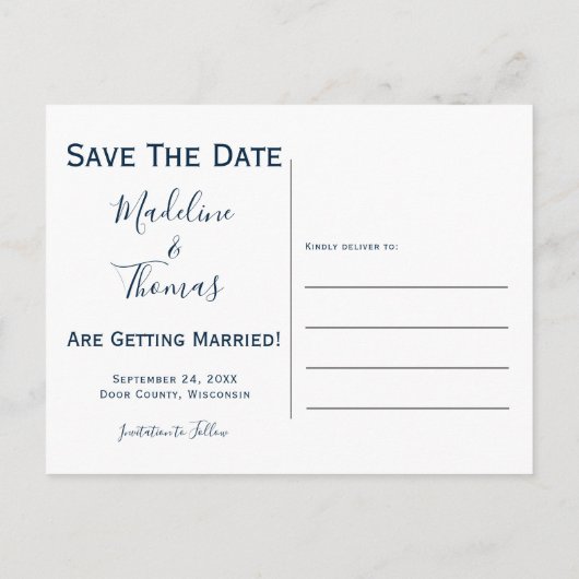 大はっきりした数写真結婚の 案内ポストカード (裏面)