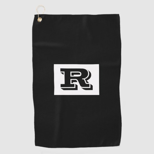 大はっきりした輪郭ブラックモノグラム、ブラックゴルフトウ ゴルフタオル (正面)