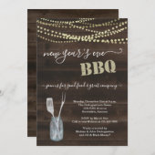 大みそかパーティの招待状-ウッ素朴ド 招待状 (正面/裏面)