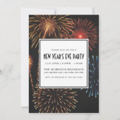 大みそかパーティの招待状| Fireworksモダン 招待状 (正面)